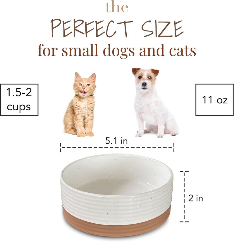 Mora Ceramic Pet Bowl Size Small - Food/Water Dish for Puppy Dogs, Cats, Guinea Pig, Rabbit, Hamster, Snake, ect. 11oz or 2 Cups - Basic Bowls for Your Dog or Cat, Mix and Match for a Set - Vanillla - Image 2